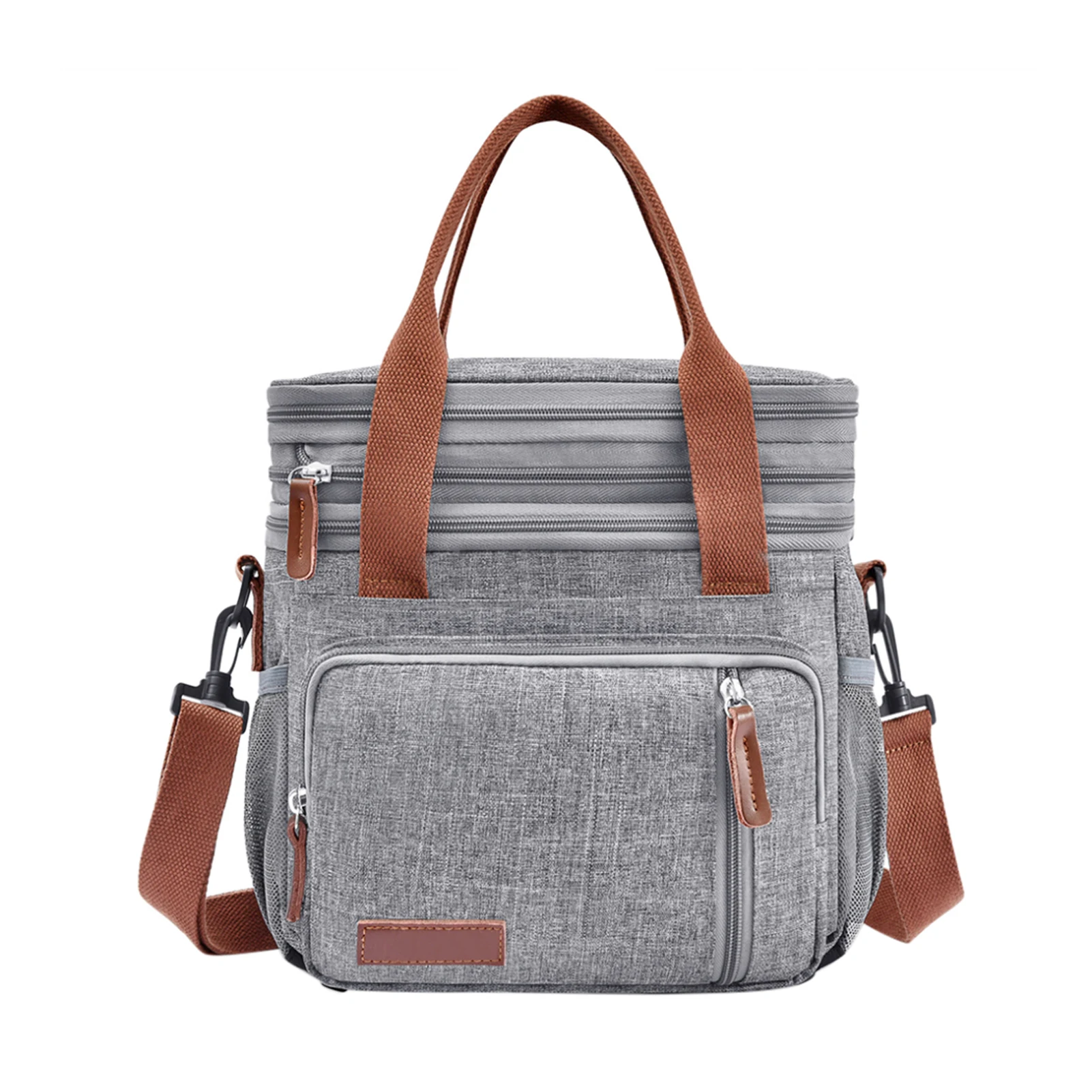 

Women Men Zipper Closure Insulated Lunch Bag Leakproof Cooler Camping Tote Food Storage Reusable 15L Dinner Container Nylon