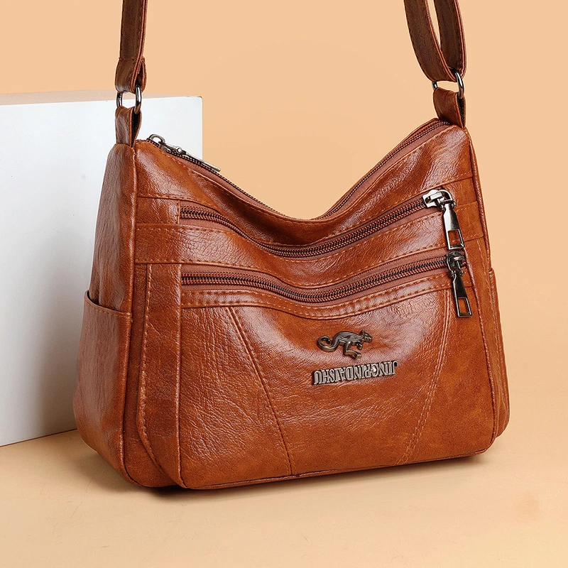 

Shoulder Bags for Women Multi-pockets Messenger Bag Brown Solid Purses and Handbags Ladies Designer Sac A Main Femme 2022 Trend