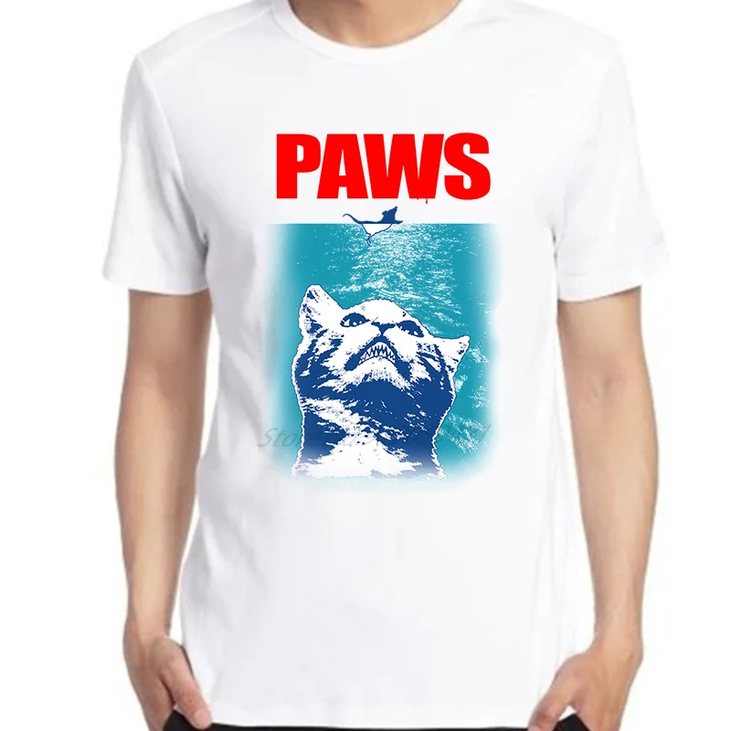

Classic Unisex t shirts Jaws ​Cat Funny Parody Graphic t shirts Summer Harajuku Streetwear O-neck T-shirt Men clothing