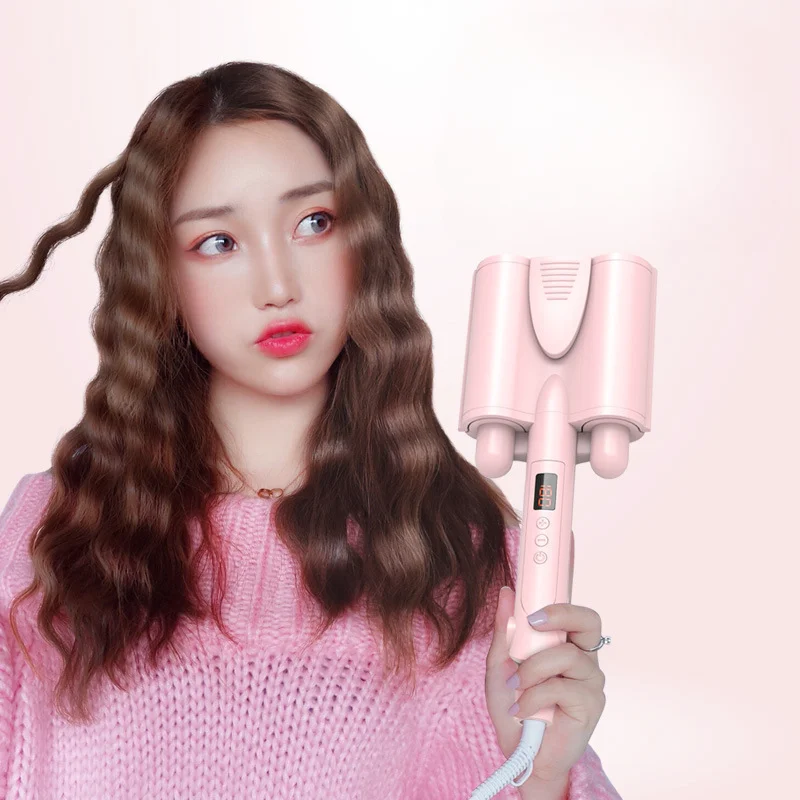 

Hair Curler Big Wave Curling Iron Ceramic Deep Wavy Curler Egg Rolls LED Display Automatic 3 Barrels Hair Styler Tools