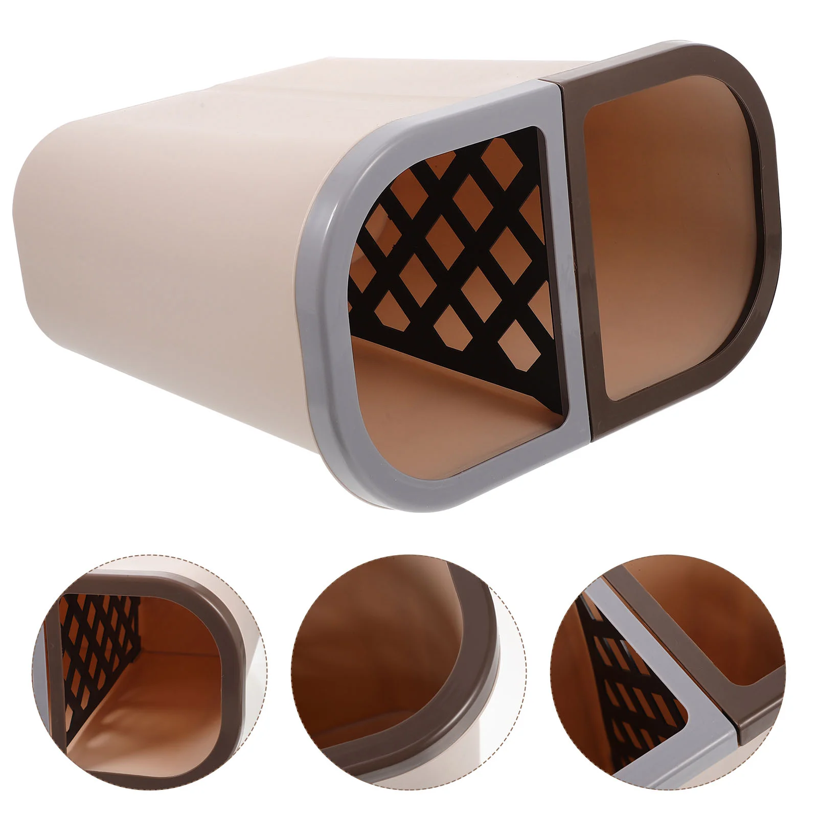 

Plastic Container Lid Sorting Trash Can Dust Bin Two Grids Trashcan Home Wastebasket Office