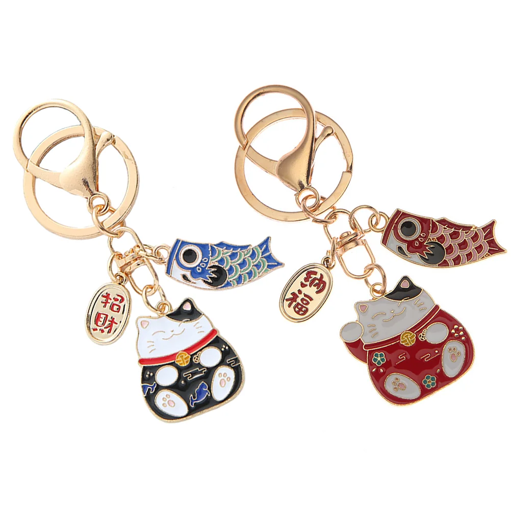 

2pcs Japanese Style Key Chain Bag Hanging Decor Fashionable Cartoon Key Ring