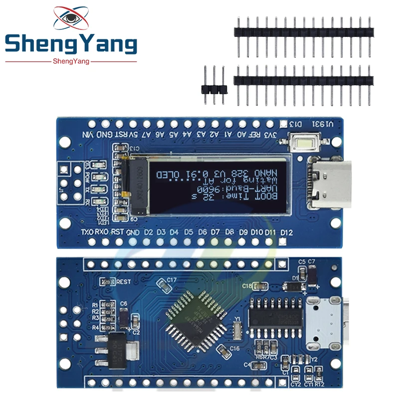 Nano V3.0 Atmega328P Ch340C встроенный Oled дисплей 0,91 дюйма ...