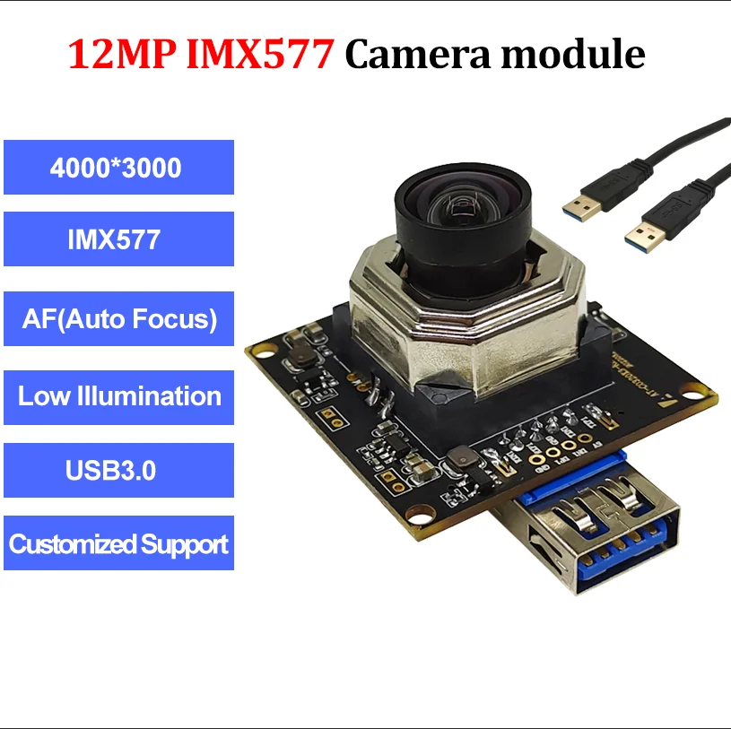 Фото 4K 12MP IMX577 cmos USB3.0 Плата модуля камеры 100 градусов AF Низкая освещенность 4000x3000p IR-CUT FiIter UVC Free Drive OTG Веб-камера №1