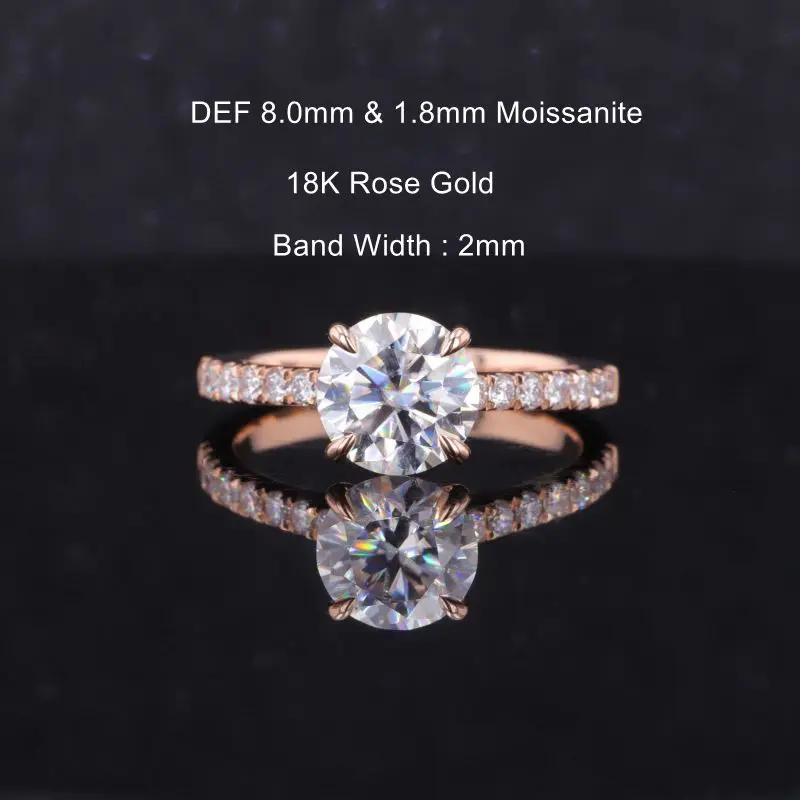 Customized Jewelry Pave Set Round Shape 18k Rose Gold Engegement Ring