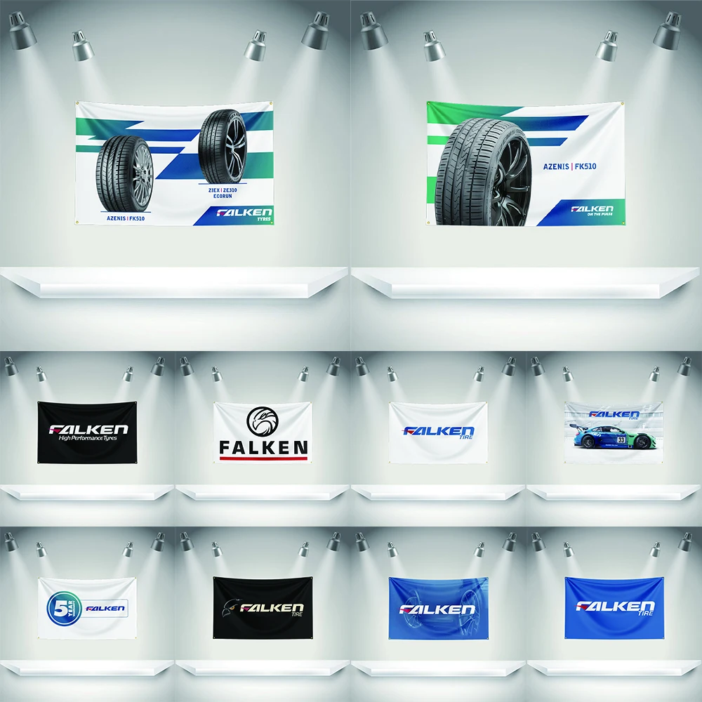 Фото Флаг F-Falkens Tires, 3x5 футов, с латунными люверсами, HD-печать, для выставок, автолюбителей, декора гаража №1
