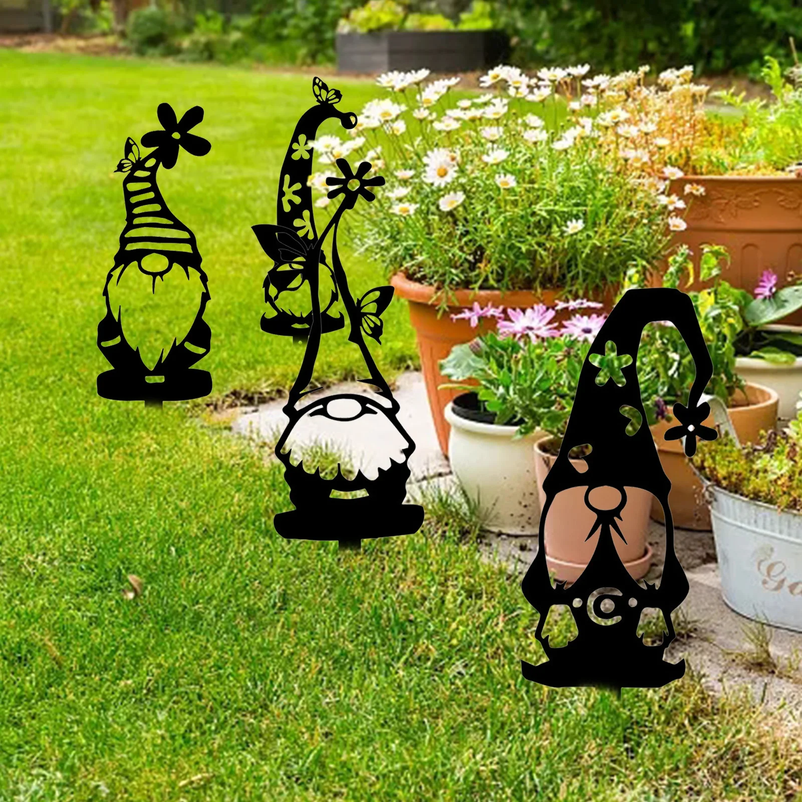 

Gnome Garden StakesCute Hollowed Out Garden Gnomes Decor Decorative Metal Art Dwarf Ornaments Gnome Stakes For Home Garden Yard