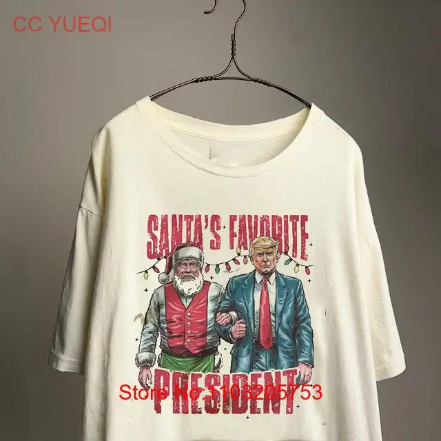 Футболка с юмором Trump Santa Favorite President полный размер S-5XL SO874