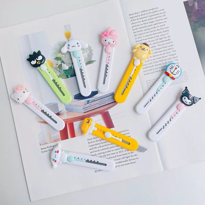 

Kawaii Sanrios MyMelody Kuromi Cinnamoroll Mini Cute Utility Knife Portable Demolition Courier Pocket Knife Student Stationery