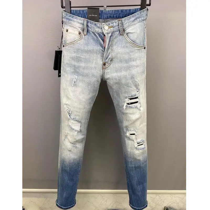 

DSQUARED2 Women's/Men's Skinny Jeans With Ripped Holes elastic Paint Spray Stitching Beggar Pants dsq9857