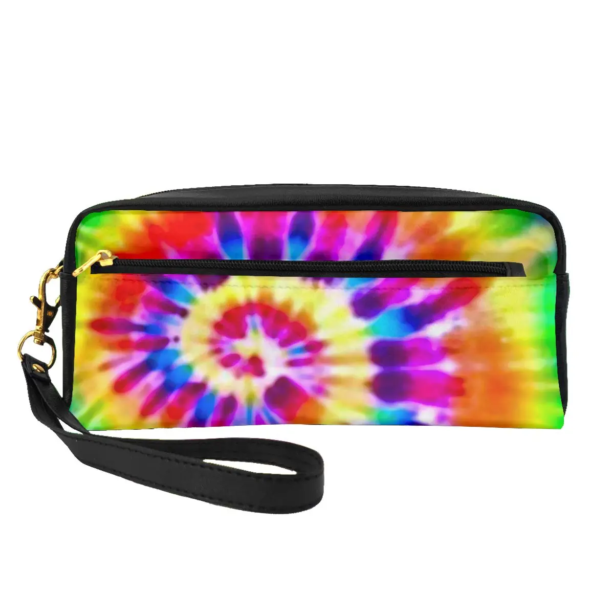 

Rainbow Tie Dye Leather Storage Organizers Psychedelic Print Woman Makeup Bag Bathroom Organization Cosmetic Bags