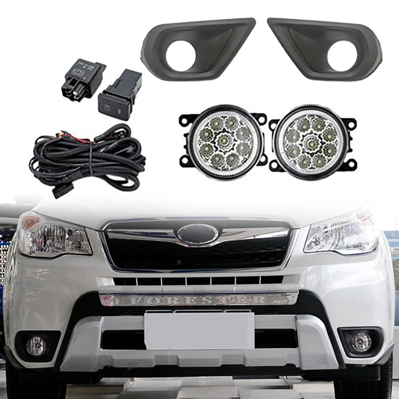 

Fog Light Headlight Fog Lamp Cover Grill Bezel Switch Foglights Assembly for Subaru Forester 2014 2015 2016