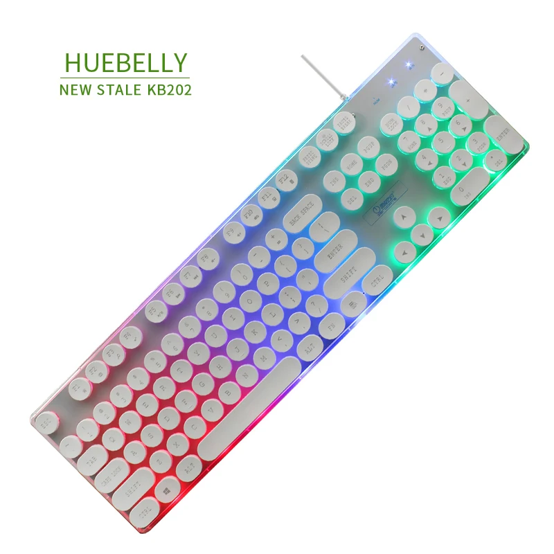 

HUEBELLY Source Factory Punk Wired Keyboard Computer Universal USB Luminous Game Multimedia Function Waterproof