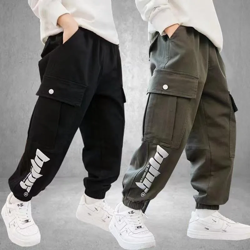 

Осенние детские брюки-карго с надписью для мальчиков, тонкие спортивные брюки для детей 3 + лет, повседневная одежда, весенние спортивные брюки до щиколотки для девочек