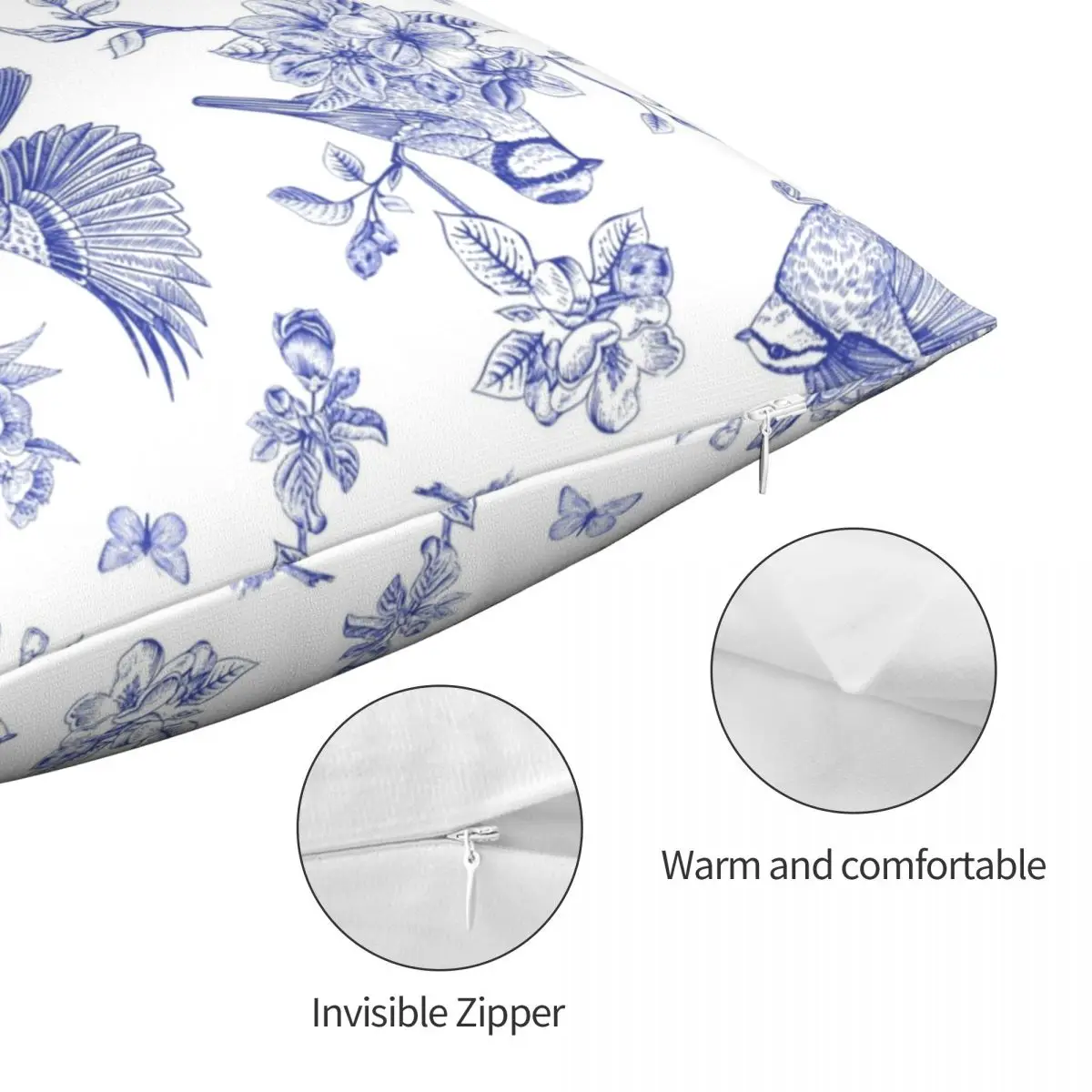 Vintage Blue Toile Birds French Country Pillowcase Pillow Case Cushion Cover Home Sofa Car Decorative Throw Pillowcases |