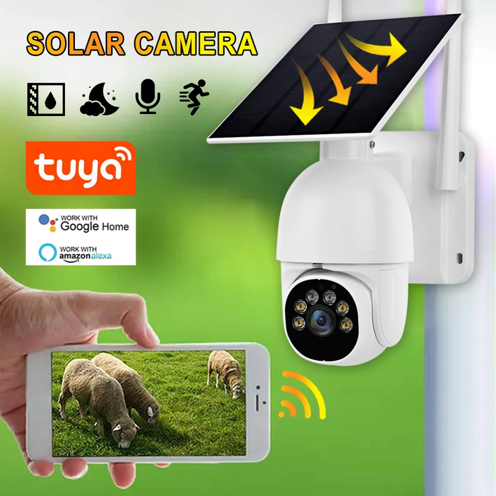 

Solor Camera 1080P Outdoor Camcorder With Solar Panel Recharge Battery Monitoring Cameras Audio IP Camera for Home School Office