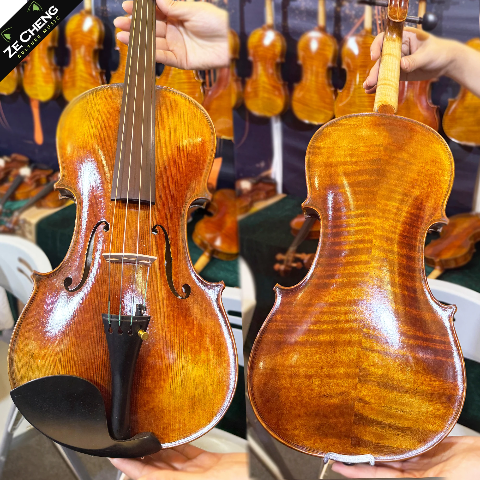 Фото Скрипка ручной работы Amati 4/4, премиум-класса, из массива дерева, с масляным лаком, профессиональная, для студентов и исполнителей №1
