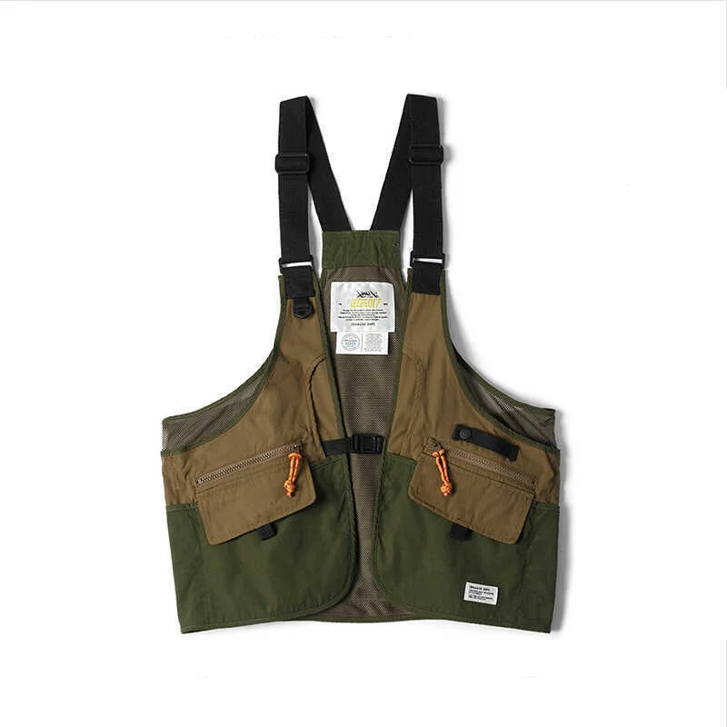 Настраиваемый логотип High Street Cargo Vest для мужчин и женщин, уличный тактический жилет с несколькими карманами для рыбалки, повседневная стильная куртка с цветными блоками (art.: 3920d26b541b2) - 3920d26b541b2