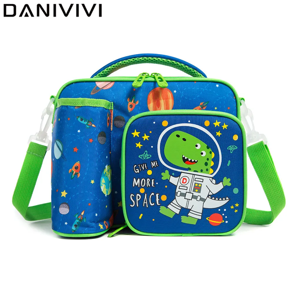 Lunch Box for Kids Cute Space Dinosaur Lunch Bags for Boys w