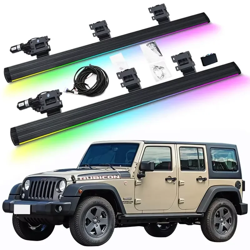 Фото Электрические выдвижные подножки с LED-подсветкой для Jeep Wrangler JK 4-дверный 2008-2017 №2