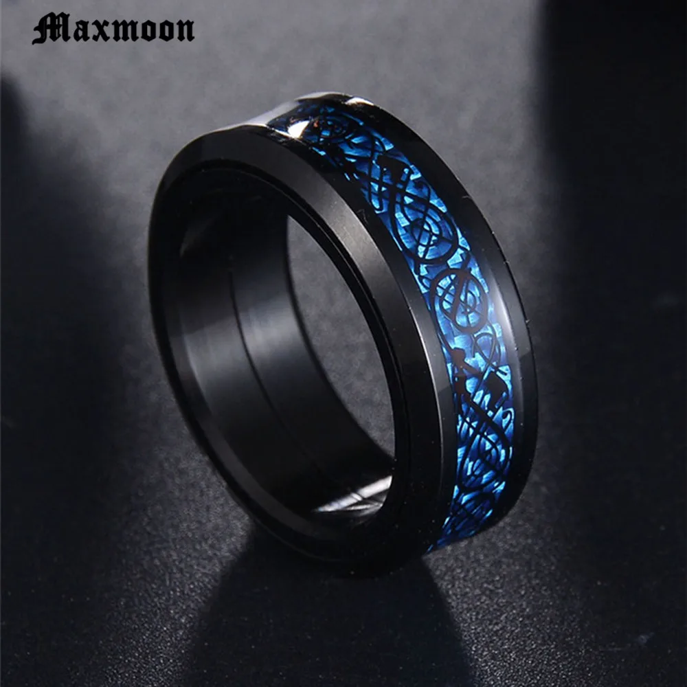 Maxmoon Винтаж Бесплатная доставка Дракон кольцо из нержавеющей стали 316L мужские