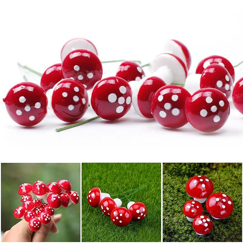 

10/20/50Pcs Artificial Mini Mushroom Miniatures Landscape Fairy Garden Moss Terrarium Resin Crafts Stakes Decorations Ornament