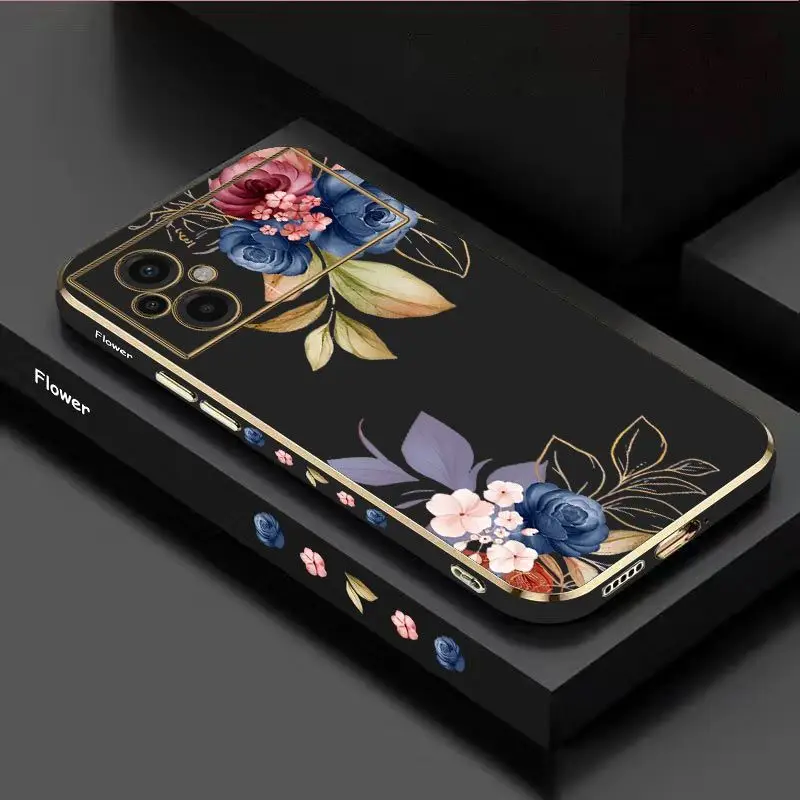 

Flamboyant Rose Luxury Plating Phone Case For Xiaomi Poco M5 M4 Pro F4 X4 GT F4 GT X4 F3 X3 M3 X3 NFC X2 X3 Pro C40 Cover