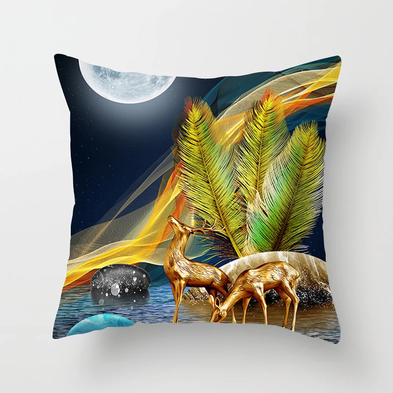 45x45cm Pillow Case Golden Tree Forest Polyester Throw Cushion Cover Car Home Decor Sofa Bed Decorative Pillowcase - купить по