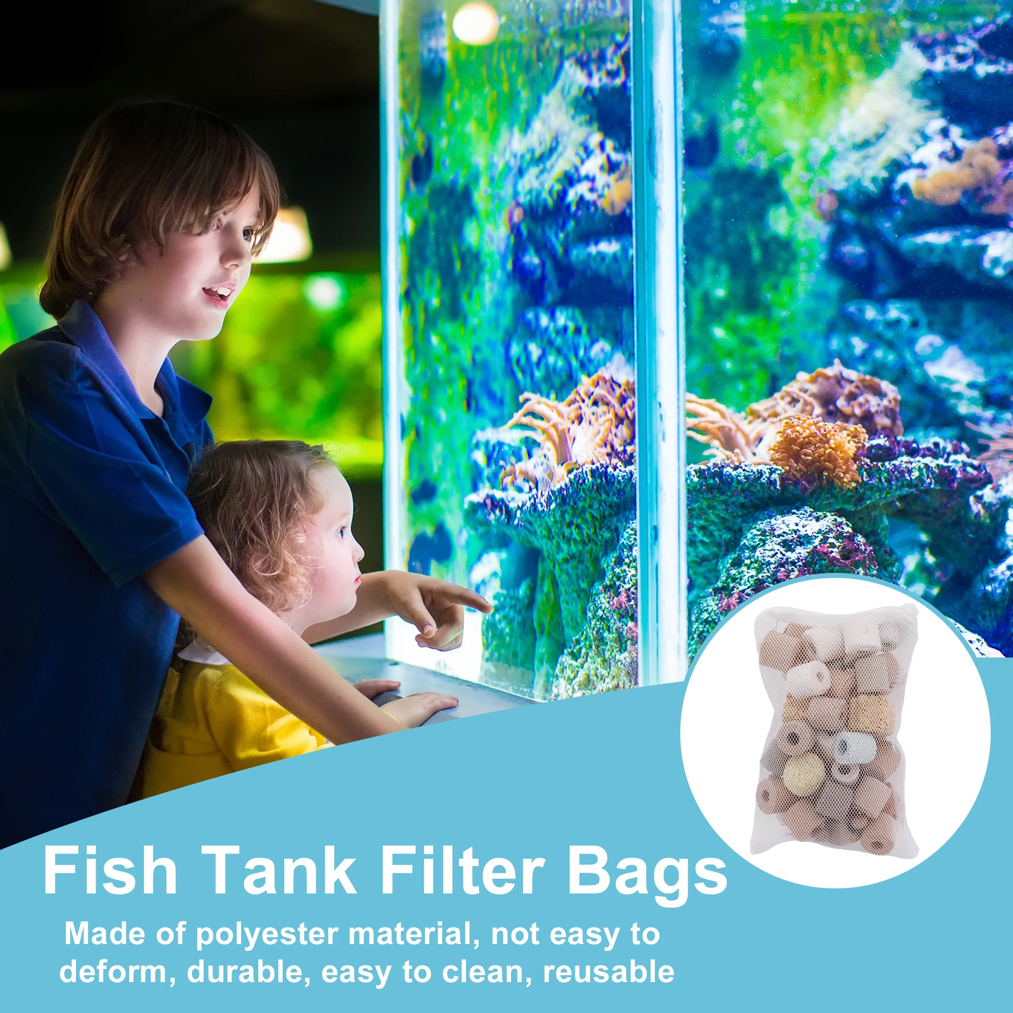 UXCELL Worki filtrujące do akwariów Drobne worki z siatki na zamek błyskawiczny Siatkowe filtrów żywicy węglem aktywnym