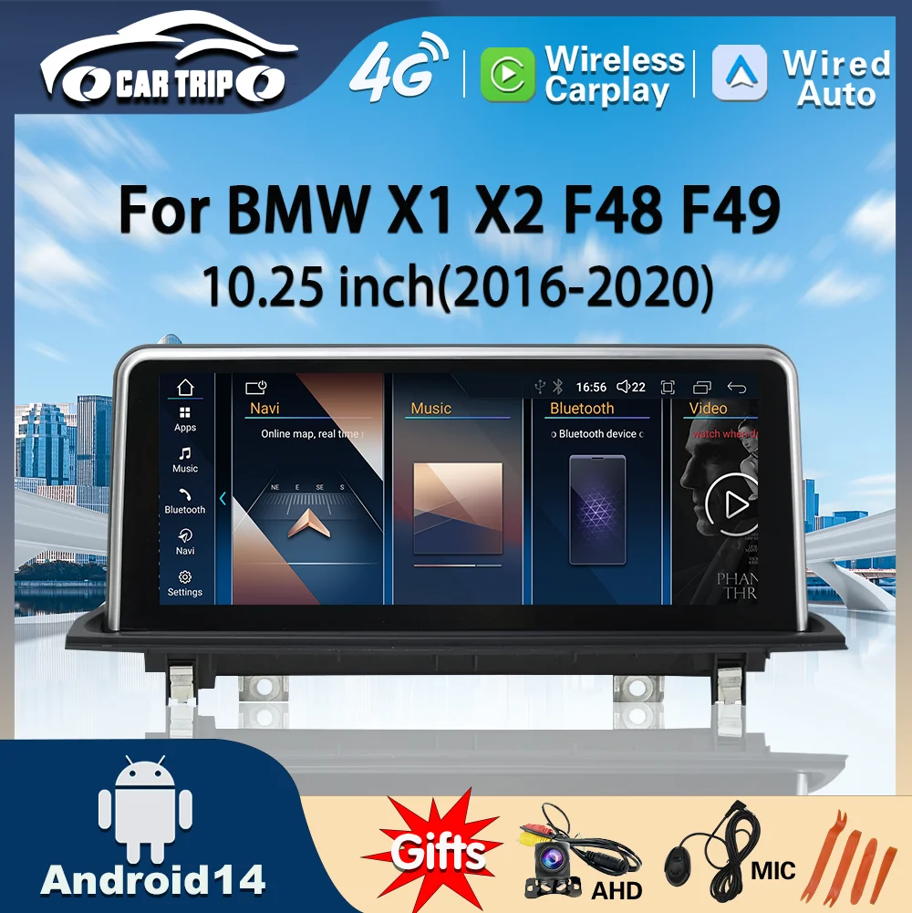 2024 Новая система ID6 ID7 ID8 UI 12 3 Android Беспроводная Carplay AUTO для BMW X1 F48 2016 2017 2018 NBT EVO