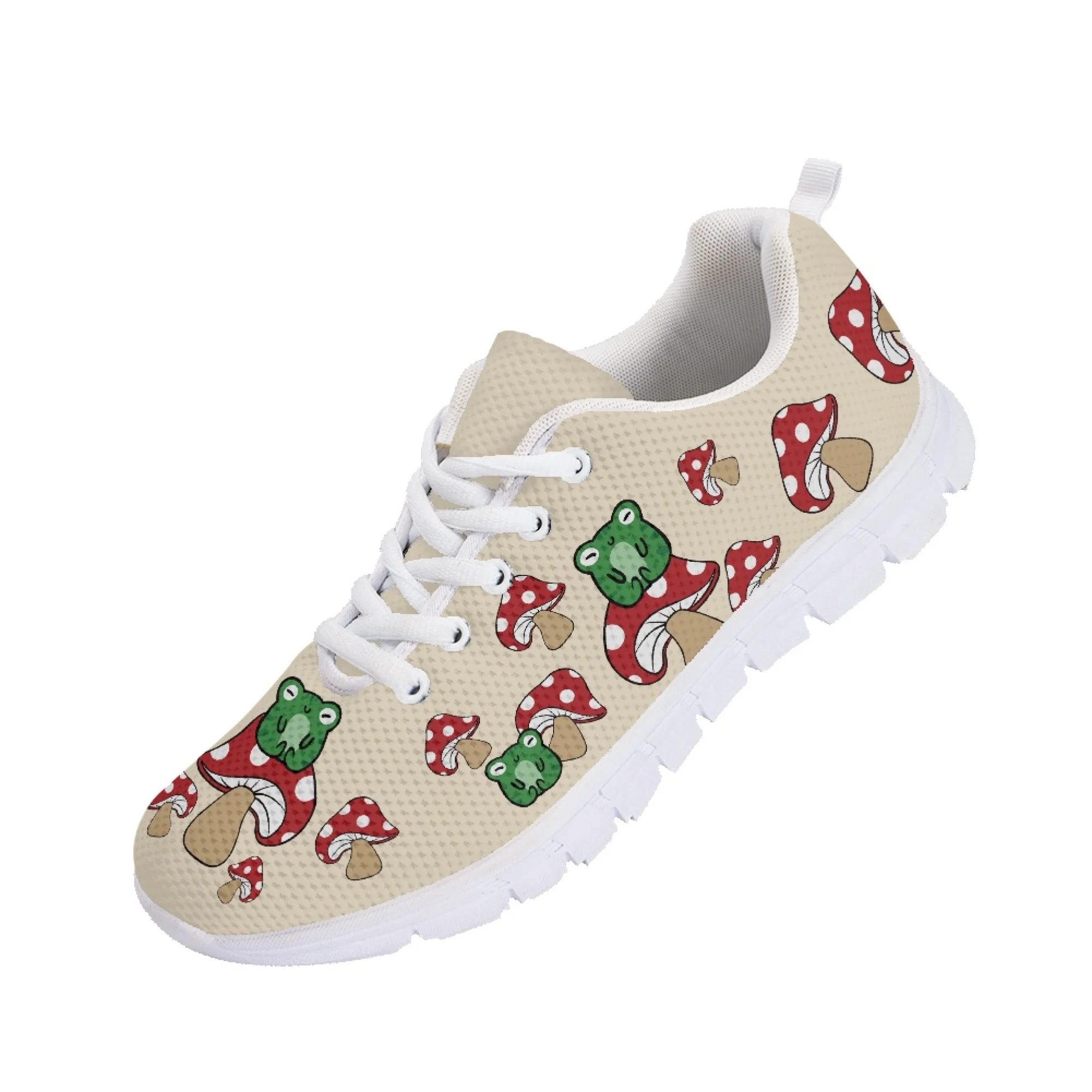 Yikeluo Cartoon Frog with Mushroom Sneakers for Ladies Print On Demand Casual Outdoor Walking Shoes Girls кроссовки женские New