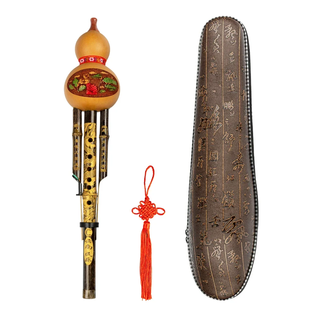 Китайская ручная работа Халгуси черная бамбуковая тыква флейта-гукурбит