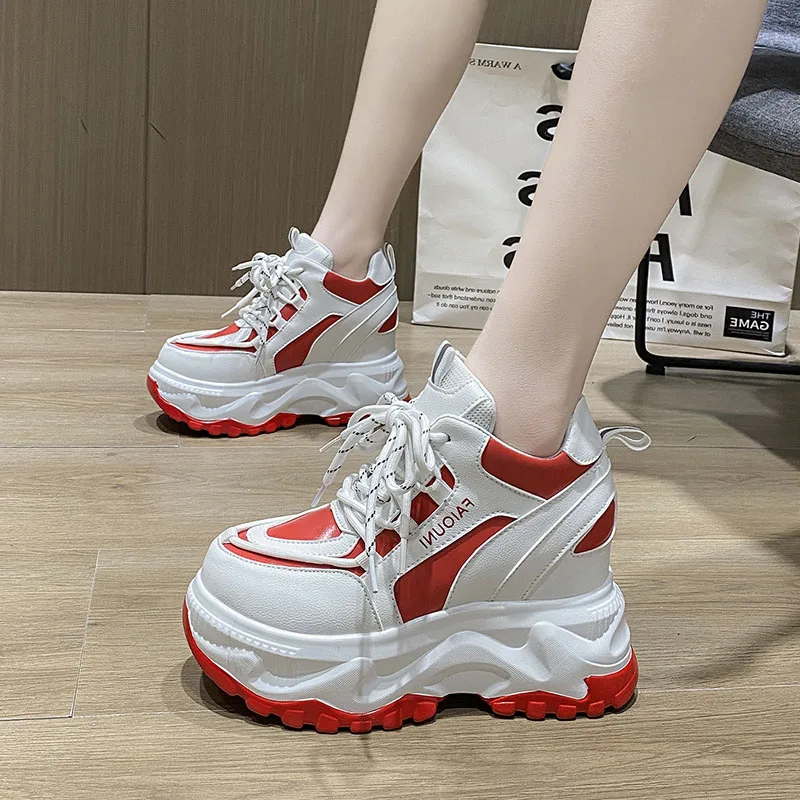 

Rimocy Women Hidden Wedges Platform Sneakers Height Increasing Chunky Heels Sneakers Woman Mix Color Lace Up Sports Shoes Ladies
