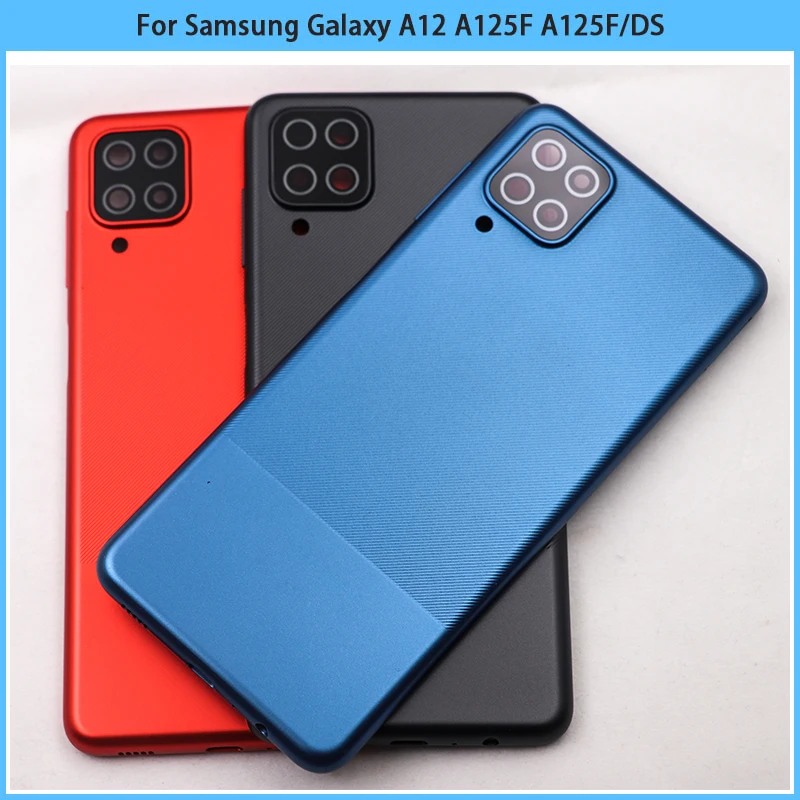 

Пластиковая Задняя Крышка батарейного отсека для Samsung Galaxy A12 A125 A125F/DS, корпус, Боковая кнопка, сменный объектив камеры, 10 шт.
