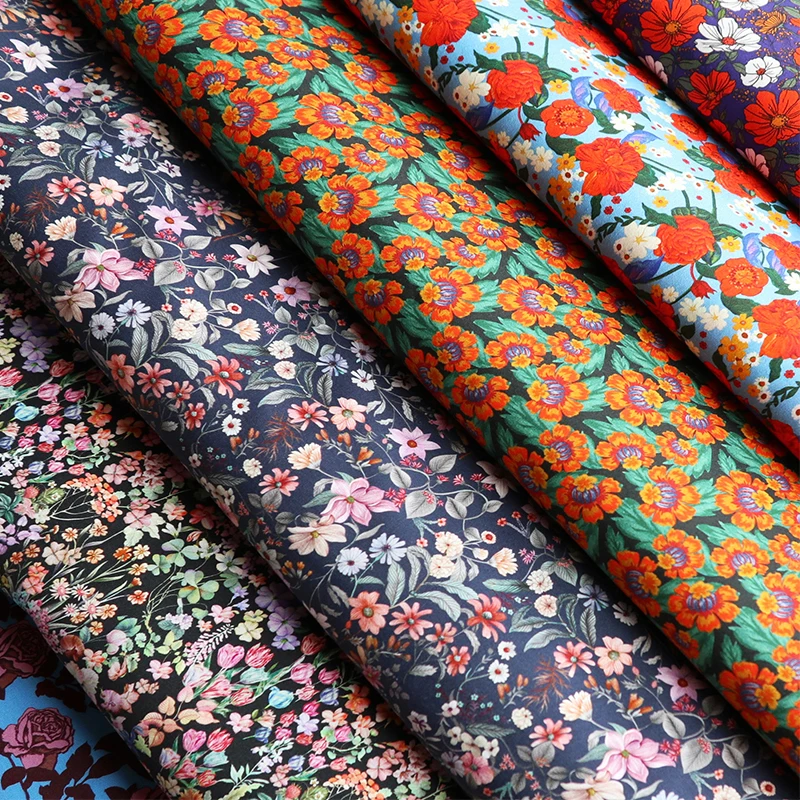 

Skirt Cotton Fabric DIY Handmade Floral Print Clothes Shirt Dress Cotton Poplin Fabric Photography Props Background Cloth