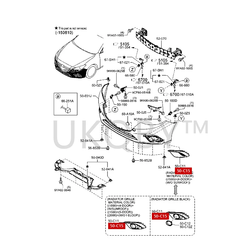 BKC350C11 BKD150C11 BLE750C11 BKC350C21 BKD150C21 Подходит для Ma zd a 3 Axela Передний бампер, рамка противотуманной фары, решетка противотуманной фары (art.: 3920ca564ca44) - 3920ca564ca44