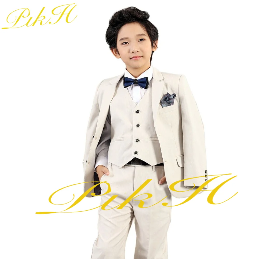 Ivory Suit for Boys Tuxedo Wedding Kids Jacket Pants Vest Child Blazer Set Custom Complete Dress 3 Piece