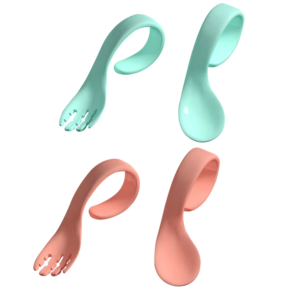 

4 шт., детская ложка-вилка с нескользящей ручкой