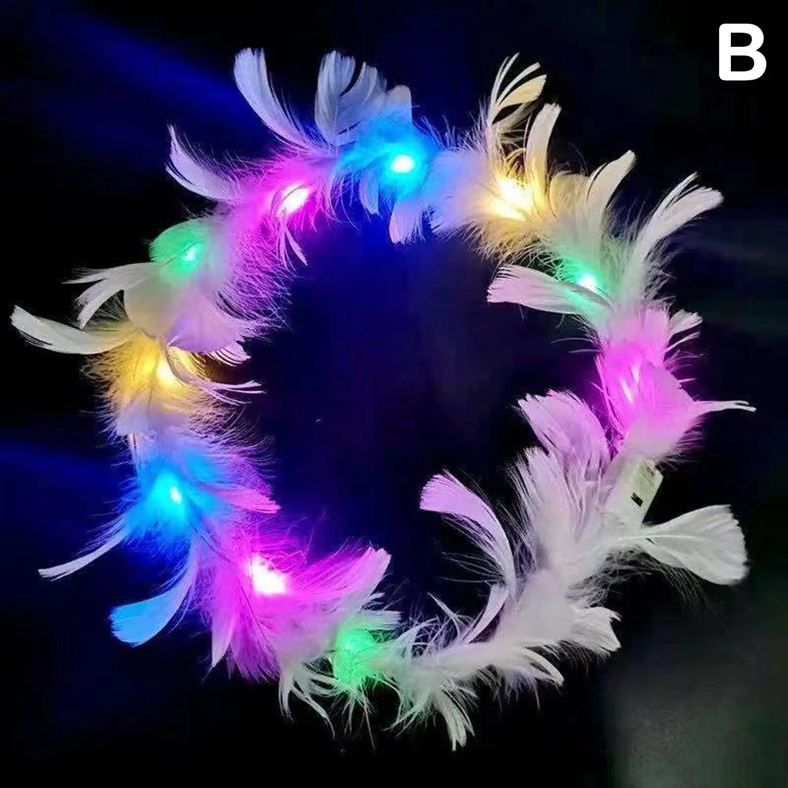 Светодиодный венок с перьями корона головная повязка Женский светящийся