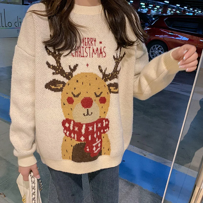 Женский осенне-зимний пуловер с круглым вырезом