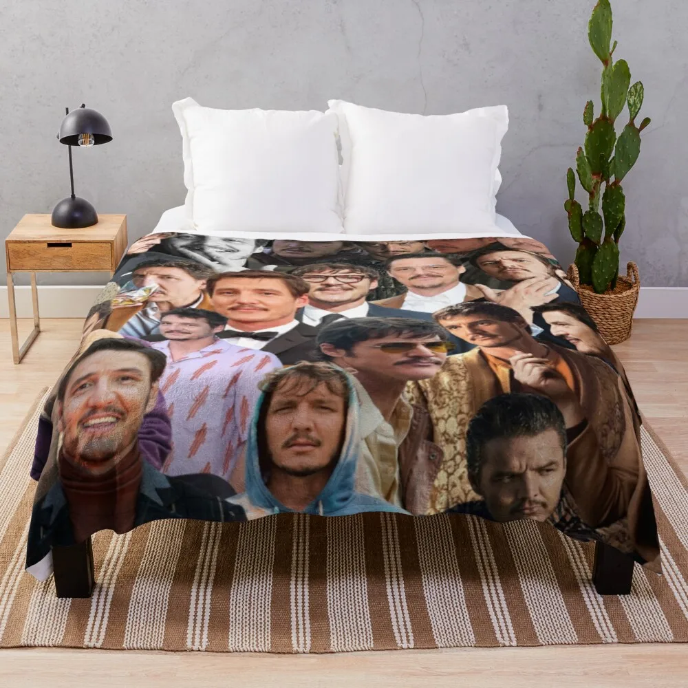 

Pedro Pascal Photo Collage Throw Blanket comforter blanket Large blanket woven blanket Large knit plaid