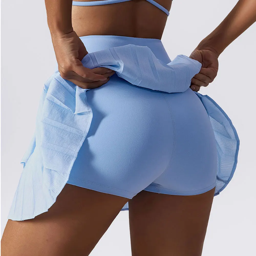 

Fitness Skort High Waisted Tennis Pleated Skirts Breathable Quick Dry Sports Dance SkirtPeace of Mind Anti-exposure Yoga Skirt