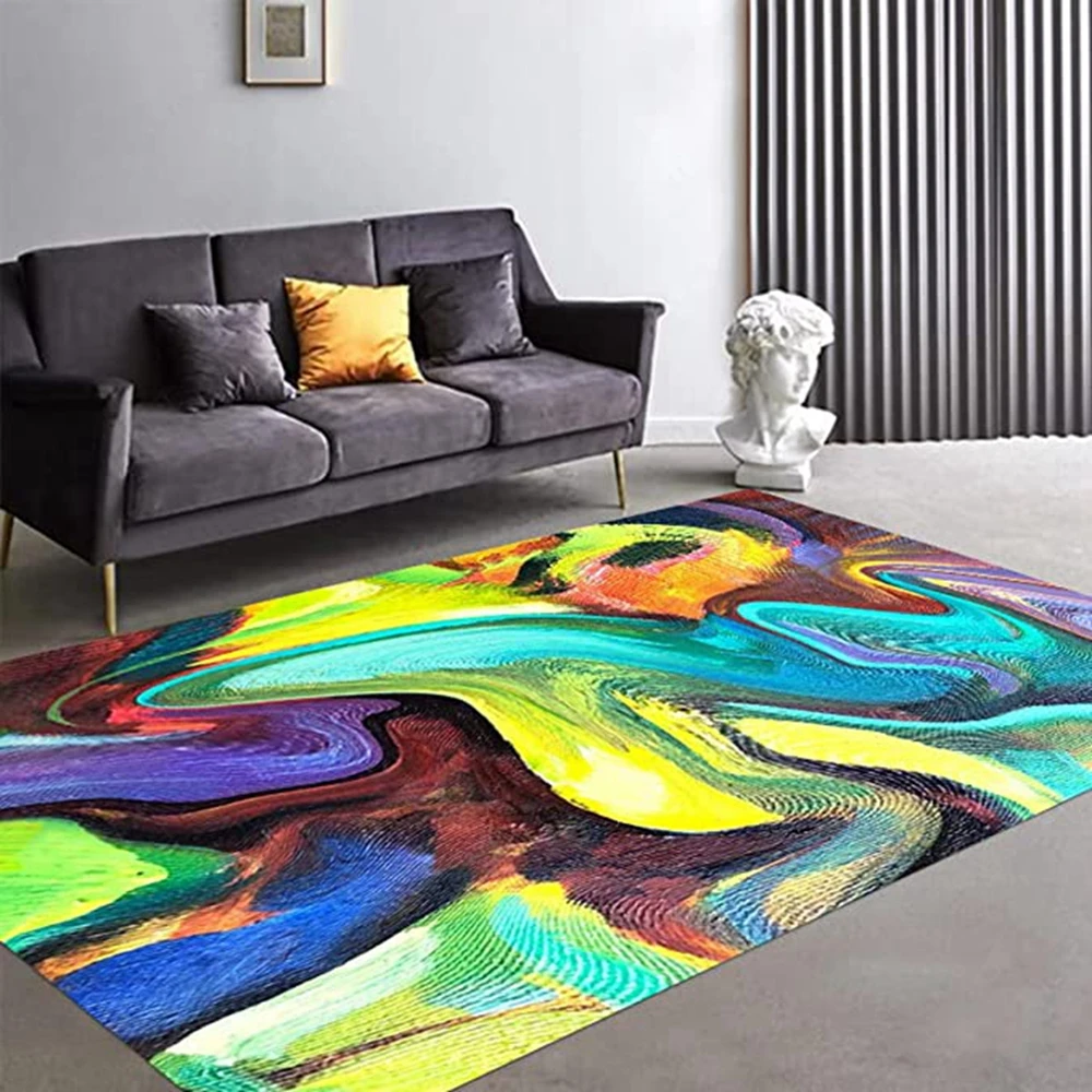 

CLOOCL Flannel Rugs 3D Illusion Colorful Vortex Abstract Area Carpet for Living Room Bedroom Kitchen Home Office Non-Slip Mat