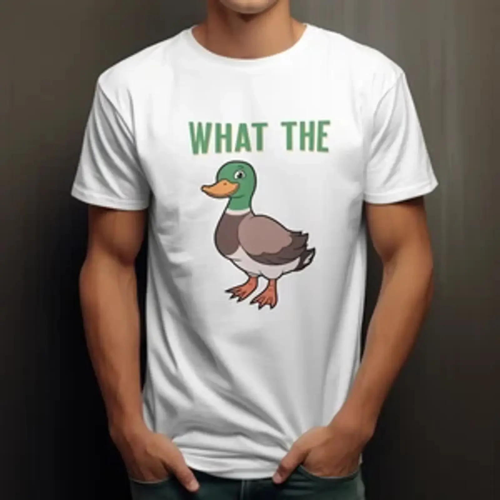 Фото Забавная футболка WHAT THE DUCK Enten Entlein Schießen Quacksalber, озорной подарок, винтажный топ с эффектом потертости для повседневной носки, мужская. №1