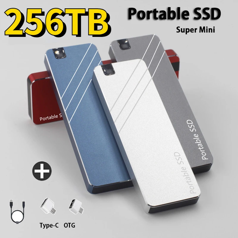 2023 Mini Portable SSD Type-C USB3.1 External Mobile Solid State Drives High Speed 256TB 1TB Disks for Laptops Andorid Phones