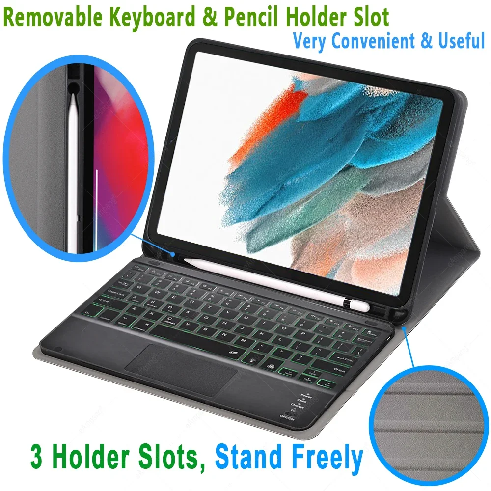 Чехол-клавиатура для Samsung Galaxy Tab A8 10 5 2021 X200 X205 клавиатура с подсветкой русская