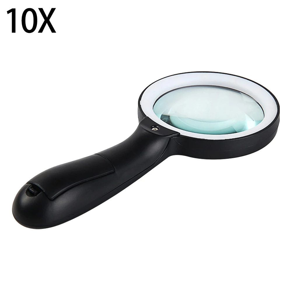 

10X 12 Leds Magnifying Glass Lightweight Jewelry Seniors With Light Optical Kids Inspection For Reading Handheld Battery Powered