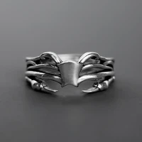 personality silver plated punk skull adjustable rings for men womens gothic fashion engagement wedding ring jewelry