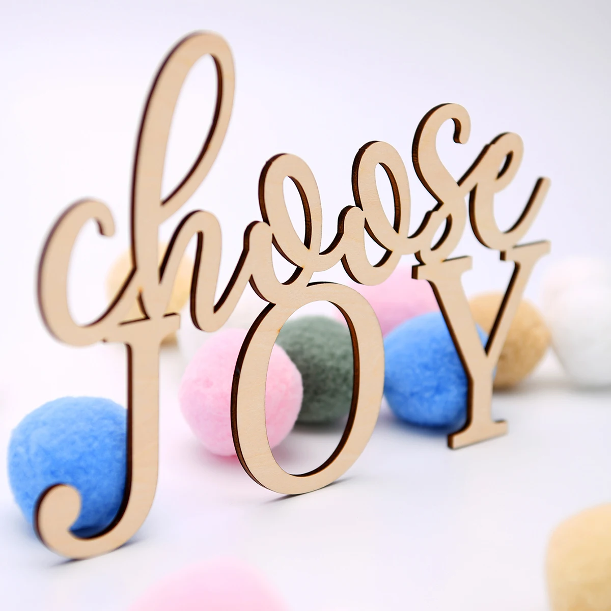 

1 Piece of Laser Cut Wood "Choose JOY" English Alphabet Logo to Decorate the Room, 3D, 3mm Thick