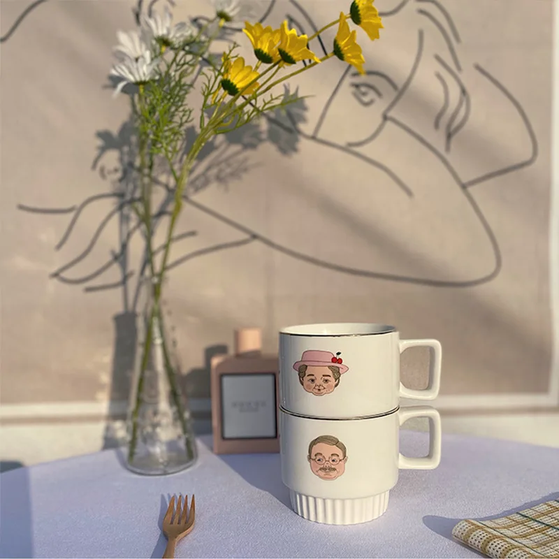 

New Ceramic Coffee Mug Creative Task Avatar Couple Pair Cup Wedding Companion Gift Cup